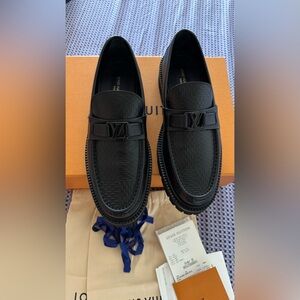 Louis Vuitton Textured Black Men's Slip-On Loafers